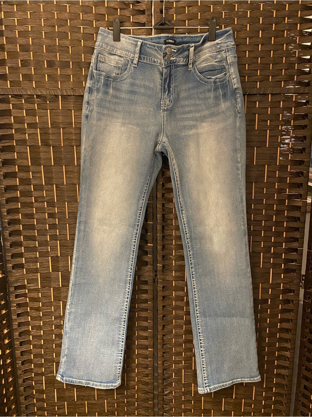 Flamingals Light Blue Women's Straight-Leg Stretch Jeans Size XL